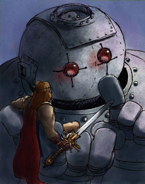 The Ancient Hero and the Robot by John Blackford